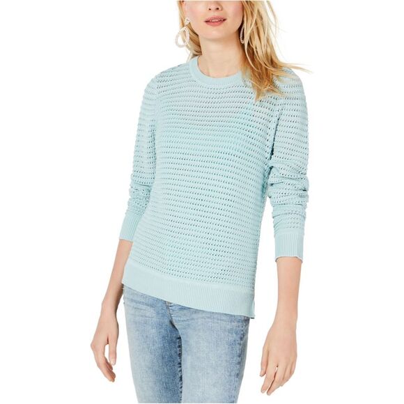 I.N.C Womens Open Knit Pullover Sweater, green, M - Picture 1 of 1